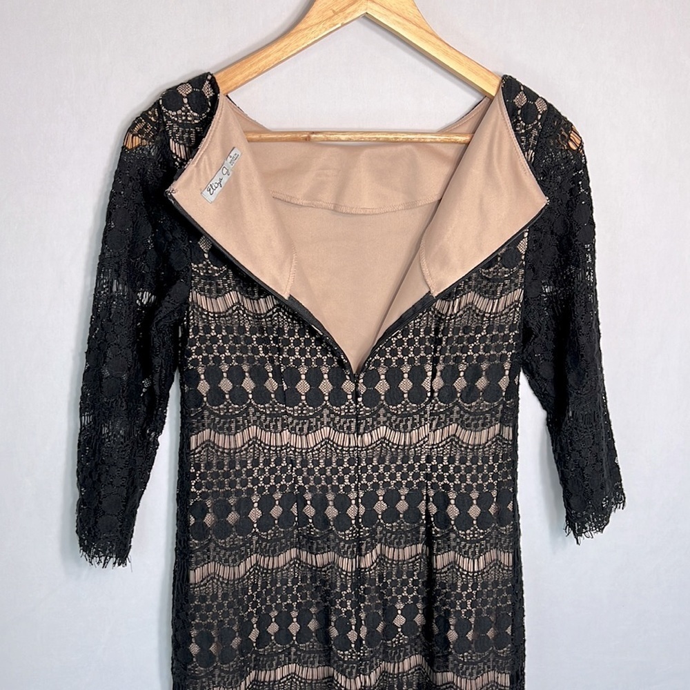 Eliza J Black Crochet Overlay Sheath Dress size 4 - Picture 7 of 7
